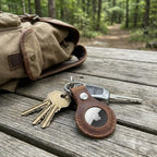 Toprank Leather Keychain Holder Compatible with Apple AirTag (Camel)
