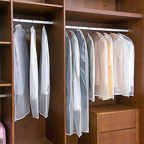 Garment Bags for Hanging Clothes (24'' x 48''/12 Pack / White-Translucent)