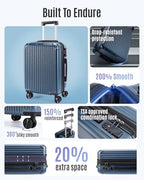 20 Inch Carry On Luggage 22x14x9 Airline Approved (Royal Blue / Carry-On - 20")