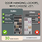 Over the Door Shoe Organizer with 30 Breathable Mesh Pockets (2PC-Black)