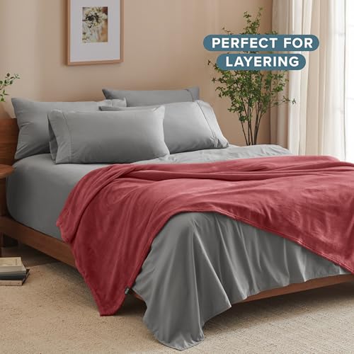 Fleece Blanket Luxury Microplush (Throw/Travel / 24 - Rosewood)