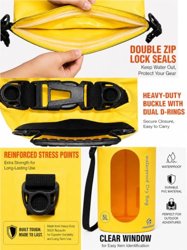 Waterproof Dry Bag with Double Zip (20L / Window / Yellow)