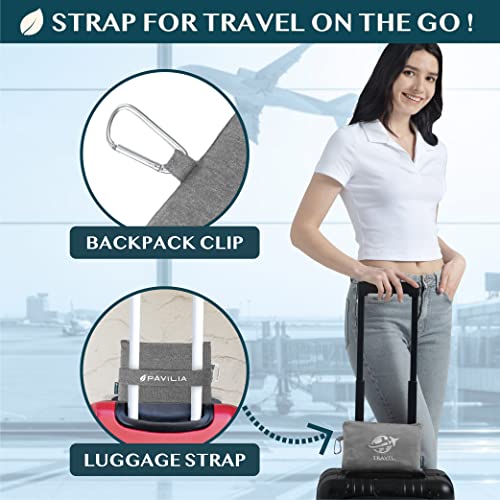 Travel Blanket Airplane Compact Pillow with Bag for Flights (Gray / 65 x 40 inches)