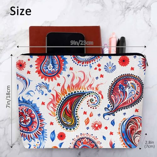 Paisley Floral Makeup Organizer Bag Cosmetic Bag For Men Women (9 x 7.1 inch / Paisley Floral)