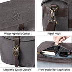 Canvas Crossbody Camera Bag with Rain Cover for Women Men (03-Gray)