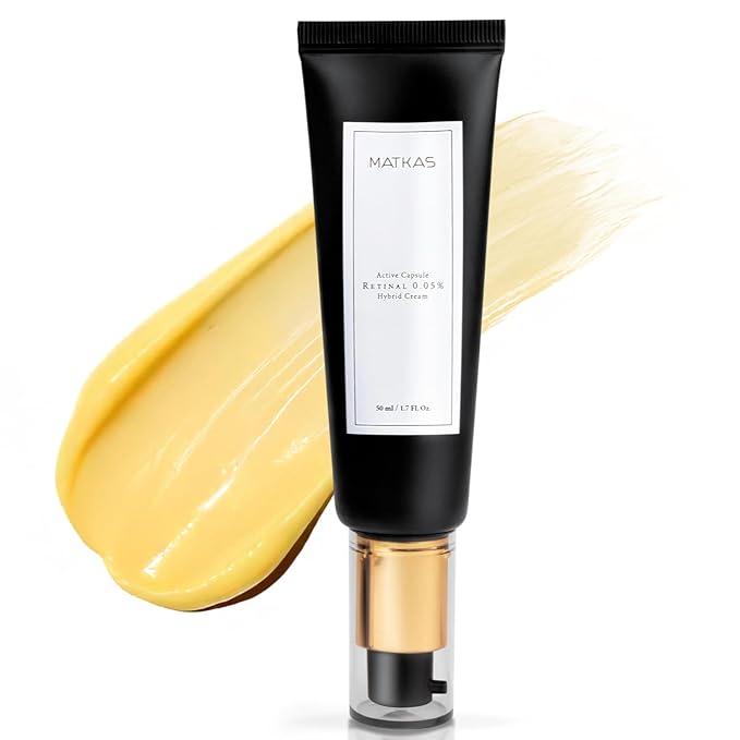MATKAS Korean Active Capsule 0.05% Retinal Hybrid Face Cream - 1.7 Fl Oz. Night Time Face Moisturizer, Korean Skin Care Anti Aging Moisturizer, Retinal Night Cream + Ceramide Skin Barrier Repair Serum