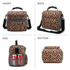 Double Layer Cooler Insulated Lunch Bag Adult Lunch Box Large Tote Bag for Men (Leopard)