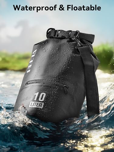 Waterproof Dry Bag Backpack with Zippered Pocket (Black / 40L)