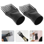2Pcs Black Plastic Universal Blow Hair Dryer Comb Attachment for Straightening, Detangling - Nozzle Hairdressing Salon Comb,Styling Tools and Appliances for Curly, Natural Hair