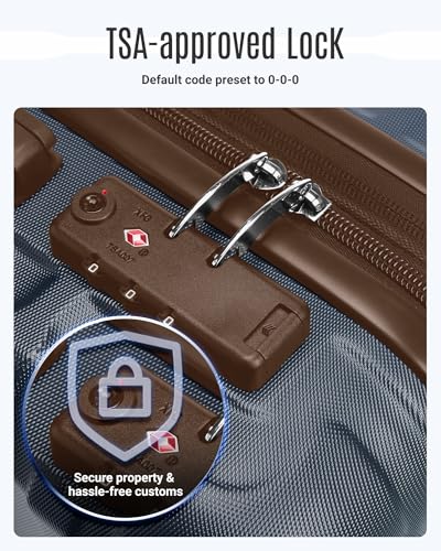 Luggage Sets 3 Pcs Suitcase with Wheels (Blue/Brown / 3-Piece Set-20 Inch/24 Inch/28 Inch)