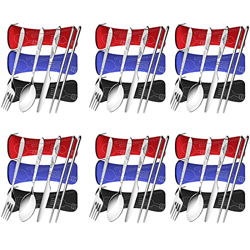 6 Pack Reusable Flatware Sets Knife (6Pack-24PCS)