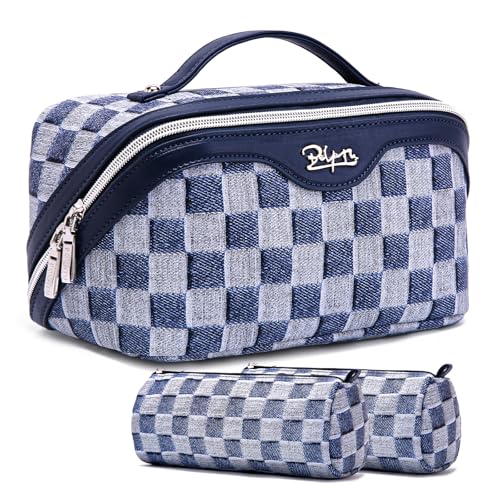 Travel Makeup Bag Cosmetic Bags for Women (D-5-Deep Blue)