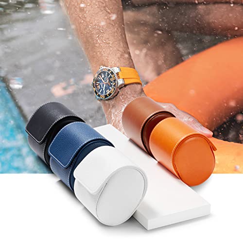 Luxury Leather Watch Storage Box Travel Single Watch Case Jewelry Gift Box for Christmas Anniversary Birthday (Orange)