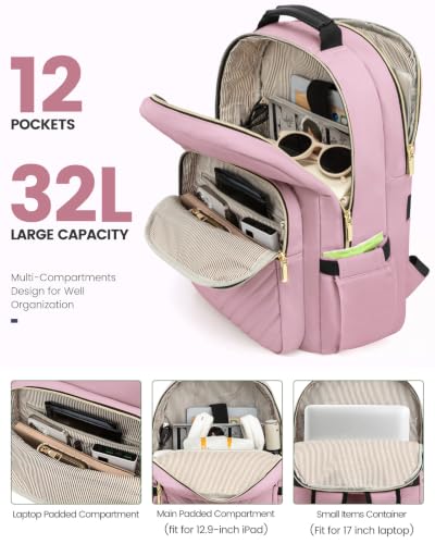 Laptop Backpack for Women (Light Pink / 17-Inch)