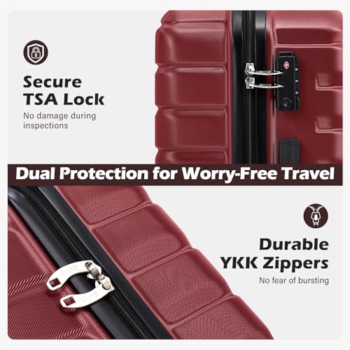 Lightweight Luggage with TSA Lock (Medium(24in) / Wine Red)