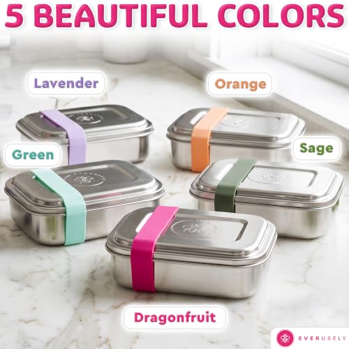Stainless Steel Bento Box + Condiment Container (Dragonfruit / 37oz / 1100ml)