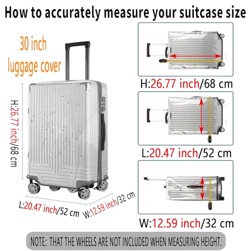 30 Inch PVC Clear Suitcase Cover (Gray Trim-0.4mm / XL Suitcase Cover.)