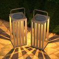 Solar Lantern Outdoor Waterproof IP44 Outside Lights LED for Patio Garden Decor Porch Yard Table Top Decorative (Wood)