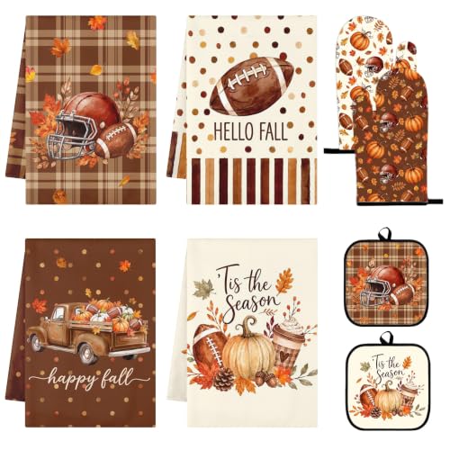 Fall Football Kitchen Decor Set (Brown Fall Football)