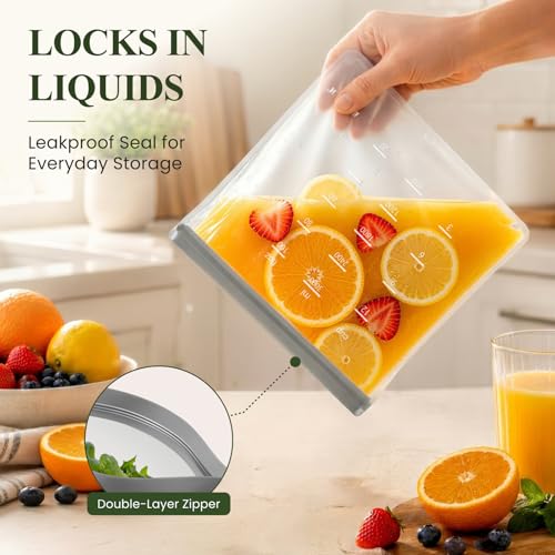 Dishwasher Safe Reusable Storage Bags Stand Up (Multicolor (3 Gallon + 3 Sandwich + 3 Snack ))