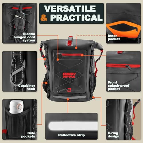 Waterproof Backpack Dry Bag 25L (Black Red / 85L)