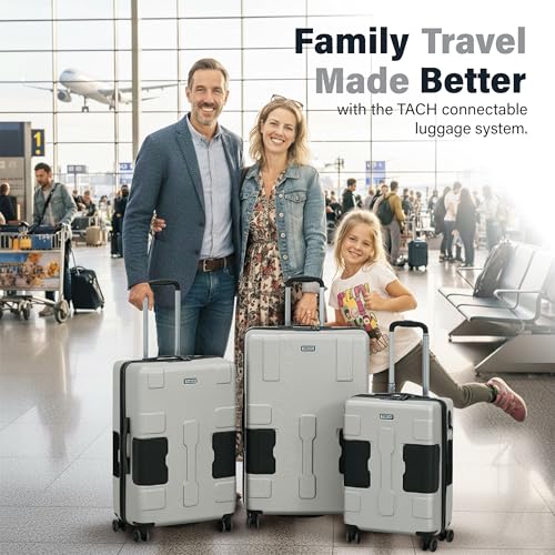 Patented Connecting Hard Shell 3 Piece Luggage Set (Silver / 3-Piece Set)