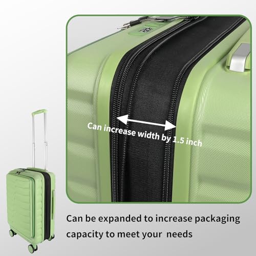 22×14×9 Airline Approved Carry On Luggage with Front Open Pocket (20in (Carry On) / Avocado Green)