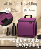 D&D Wanderlust Hanging Travel Toiletry Bag for Women & Men (1 Pack Purple)