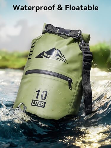 Waterproof Dry Bag Backpack with Zippered Pocket (Green / 5L)