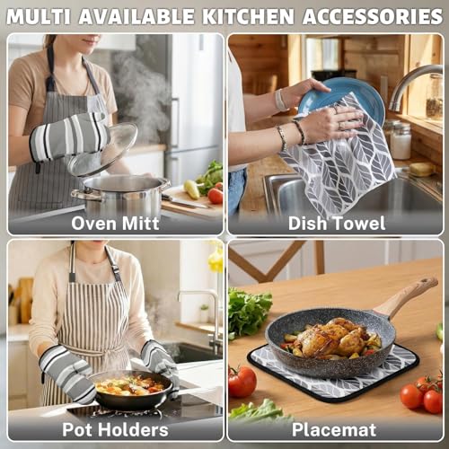 Grey Floral Kitchen Decor Set (Gray Rose)