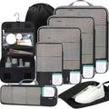 4 Set/6 Set/8 Set Compression Packing Cubes Travel Accessories Expandable Packing Organizers (Half Mesh, 8-Jet Black) (8-Jet Black / Half Mesh)