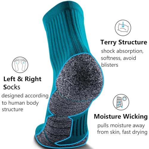 Unisex Cushioned Compression Sport Quarter Socks (Large / 4-pairs Aqua-green)