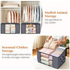 6 Pack Storage Bags for Clothes Blanket Storage Bins with Lids (6 Pack-60l / Grey)