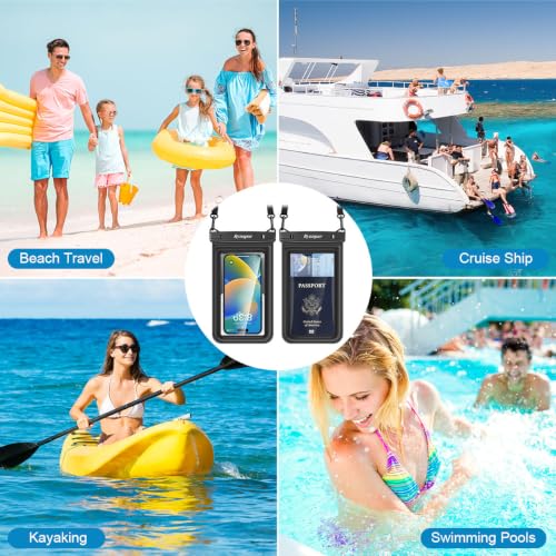 Waterproof Phone Pouch Floating [Up to 8.5''] (Regular Size [8.5inch] / Black + Pink)