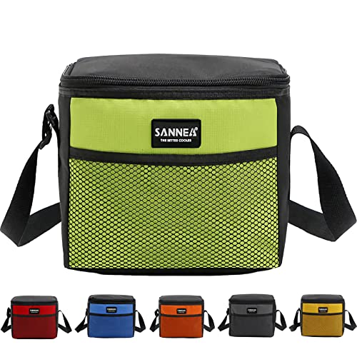 6 Can 5L Lunch Bag for Women Men Portable Lunch Box Small Cooler Bag Soft Collapsible Reusable Insulated Lunch Tote for Everyday Work Travel (Green)