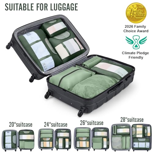 8 Set Packing Cubes for Travel Essentials (20 Matcha & Jungle Green)