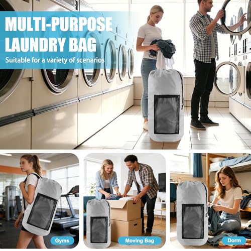 Laundry Bag Backpack (2Pack / Light Gray)
