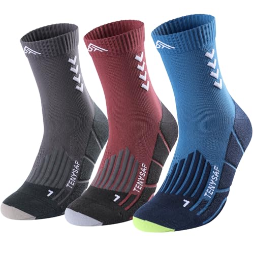 Crew Compression Running Socks (9-13 / B-red Grey Blue-3pairs)