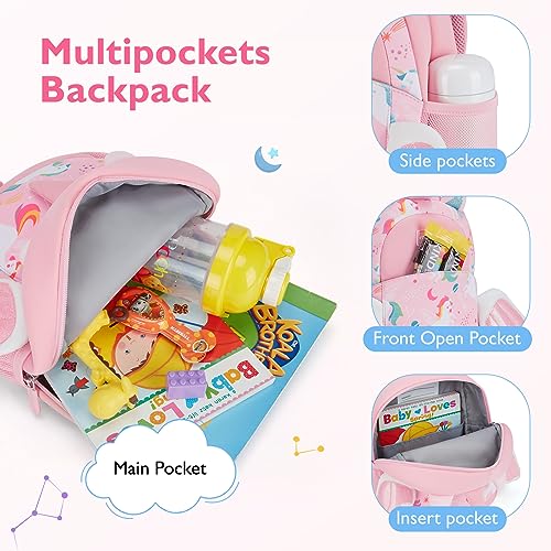 Toddler Backpack for Girls 2 (Unicorn-purple / Neoprene Toddler Backpack)