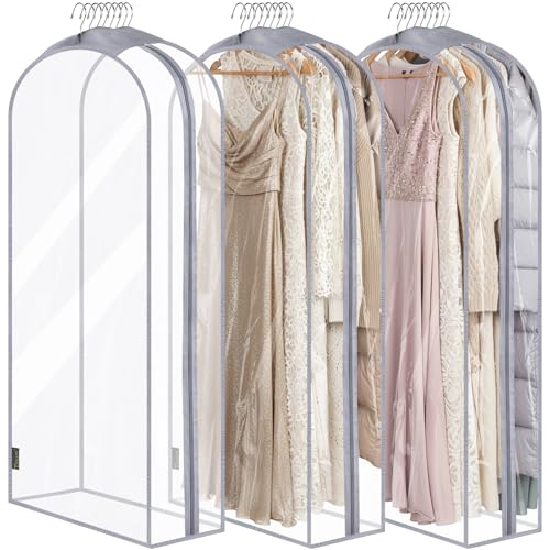 3PK Clear Garment Bags for Hanging Clothes (60" 10.5" Wide 3PK / Clear)