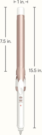 Conair Double Ceramic 1-Inch Long Barrel Curling Iron, 1-Inch Barrel Creates Classic Curls to Loose Waves, Hair Curler for Use on Short, Medium, & Long Hair, White/Rose Gold