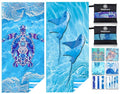 Microfiber Beach Towel (2 Pack Turtle Fly Fish / 32x71 inch)