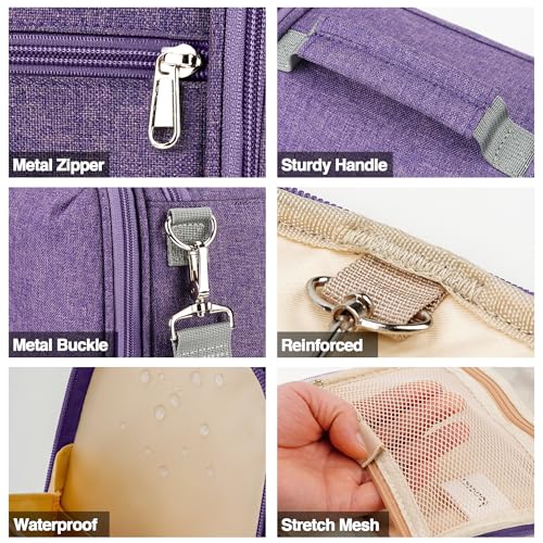 Travel Hanging Toiletry Bag for Women and Men (F - Purple / Extra Large)