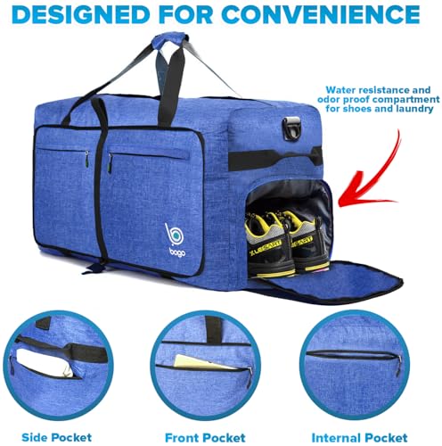 Travel Duffle Bag for Women & Men. Extra Large Foldable Duffel Bags (140L / SnowDepBlue)