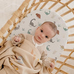 Stretch Fitted Bassinet Sheet Set BROLEX 2 Pack Cradle Sheets for Bassinet Pad (Cute Dinosaurs / 32x16 Inch)