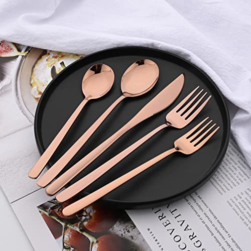 20 Pcs Rose Gold Silverware Set (20-Piece / Rose)