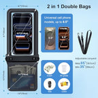 Double Space Floating Waterproof Phone Pouch [Up to 8.5''] (Black & Blue)