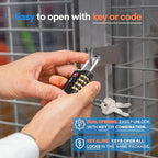 Dual-Opening: Key or Combination Access Lock, TSA Approved Locks for Luggage, Pelican case, Travel, Gym, School, Stainless Steel Shackle. (Black, 4 Pk) (4 Pack / Black)