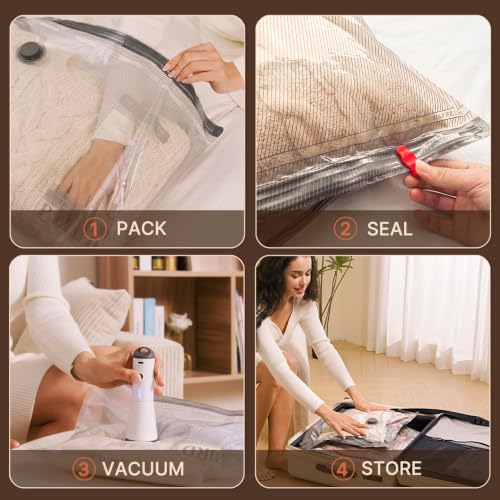 Travel Vacuum Bags with Rechargeable Pump (9 Combo Travel Size)