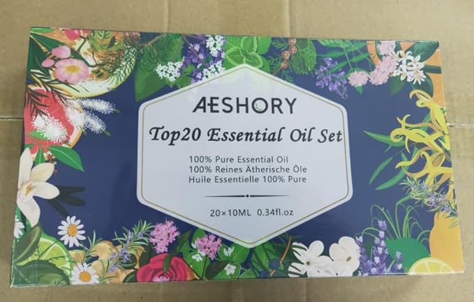 Natural Essential Oils Gift Set, 20 x 10ML Essential Oil for Diffuser, Humidifiers, Skin Care, Massage, Fragrance Oil for Candle & Soap Making, Lavender, Eucalyptus, Tea Tree More Aromatherapy Oil